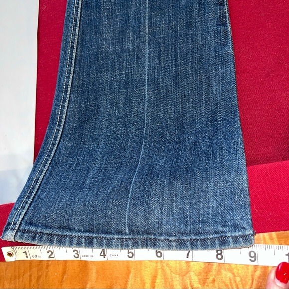 7 for all Mankind "A Pocket”Bootcut blue Jeans Frayed Cuff Flared Cotton size 28 - Picture 5 of 13